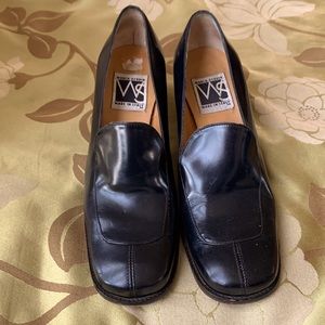 World Studio Italian Leather Chunky Heels